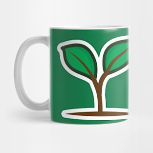 Seedling Green Plant Sticker vector illustration. Nature object icon concept. Green tree growth eco concept sticker vector design. Seeds sprout in ground. Mug